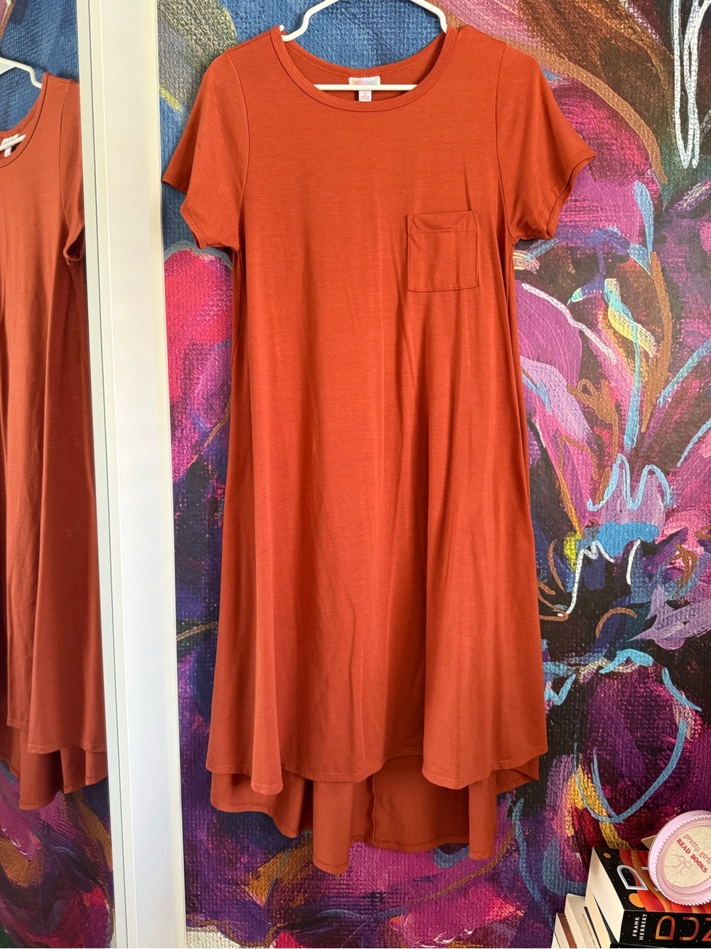 Lularoe Rust Orange Short-Sleeve Pocket Swing Dress - Women